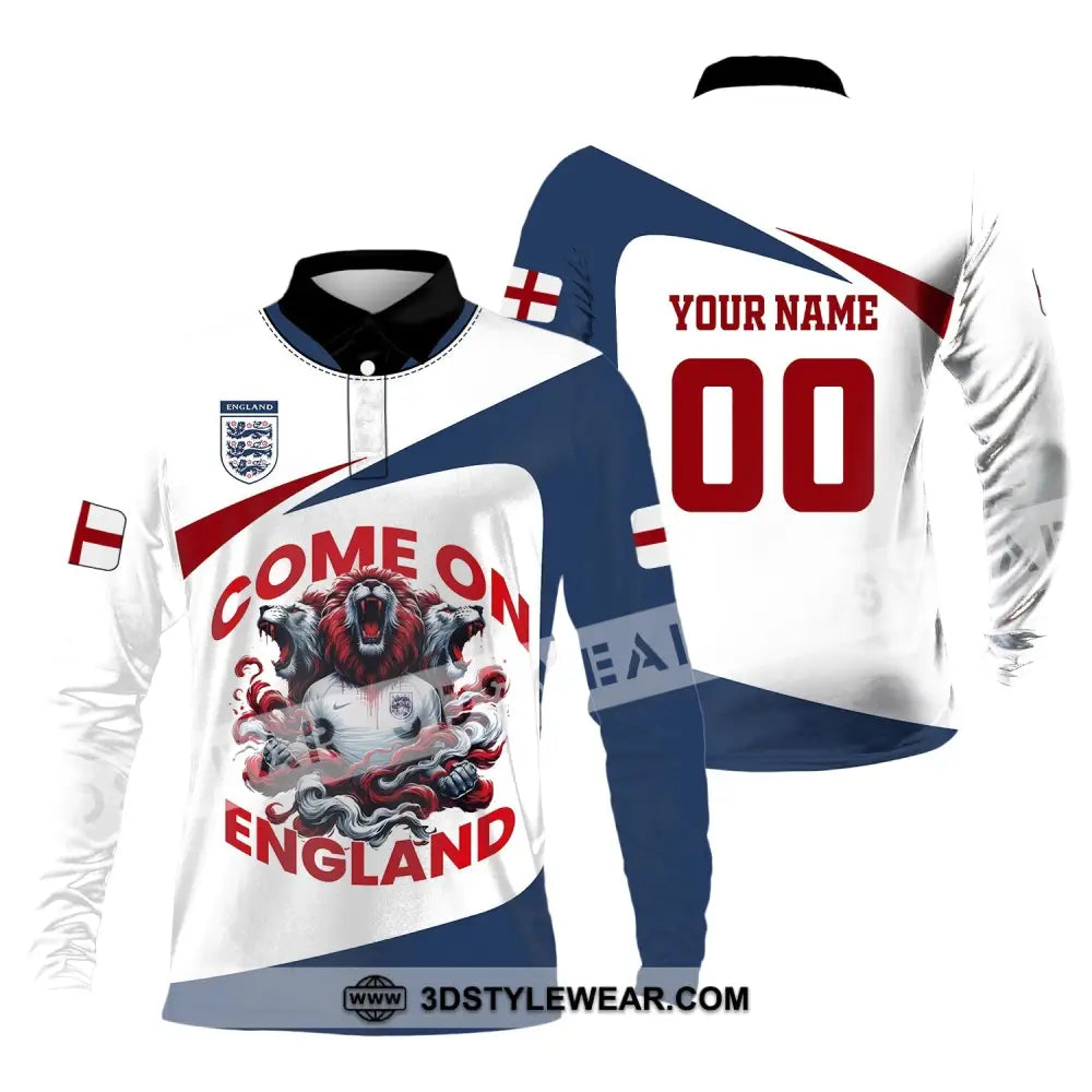 Unisex Shirt Custom Name And Number England Football Come On Polo Long Sleeve / S T-Shirt