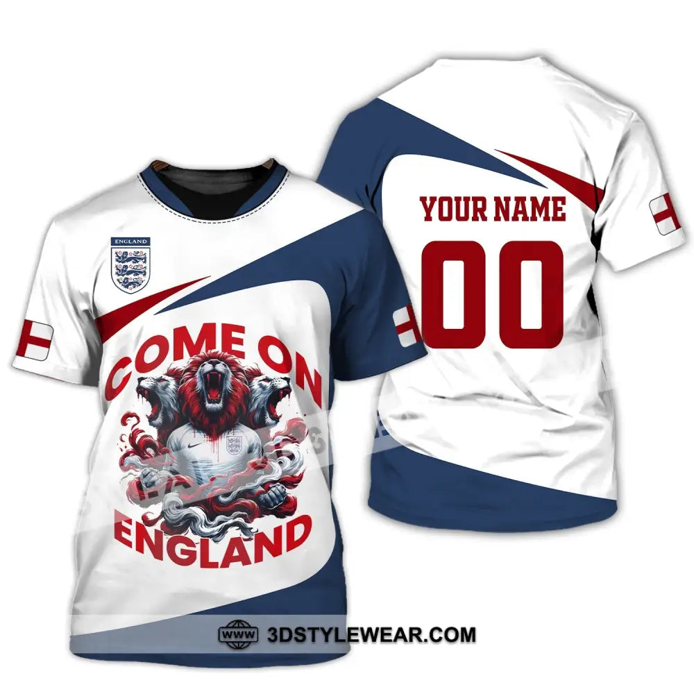 Unisex Shirt Custom Name And Number England Football Come On Polo Long Sleeve T-Shirt / S