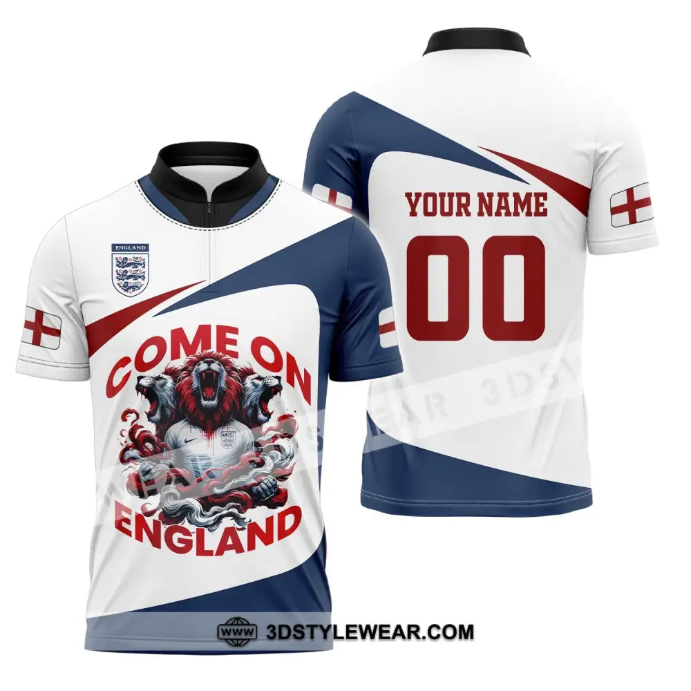 Unisex Shirt Custom Name And Number England Football Come On Polo Long Sleeve Zipper / S T-Shirt