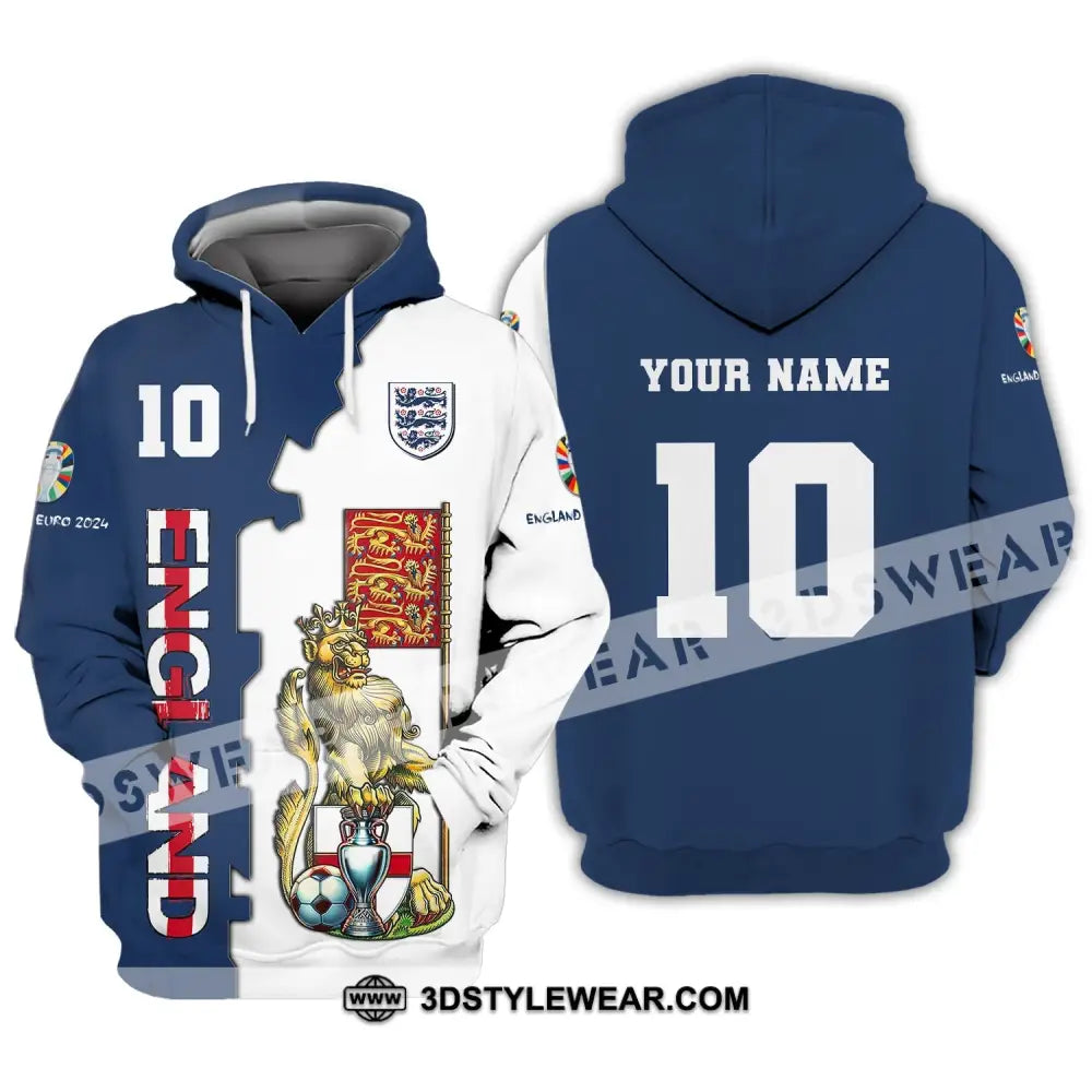 Unisex Shirt Custom Name And Number England Football Euro 2024 Polo Long Sleeve Hoodie / S T-Shirt