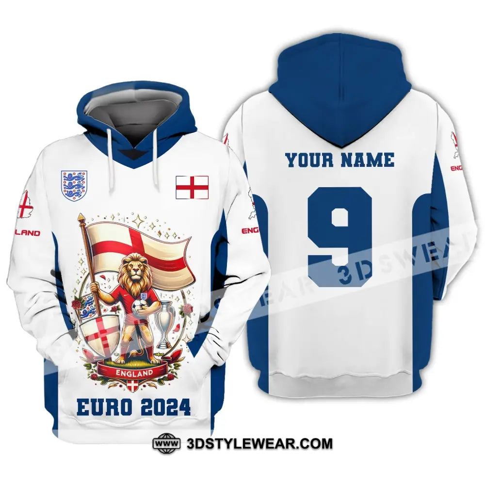 Unisex Shirt Custom Name And Number England Football Euro 2024 Polo Long Sleeve Hoodie / S T-Shirt