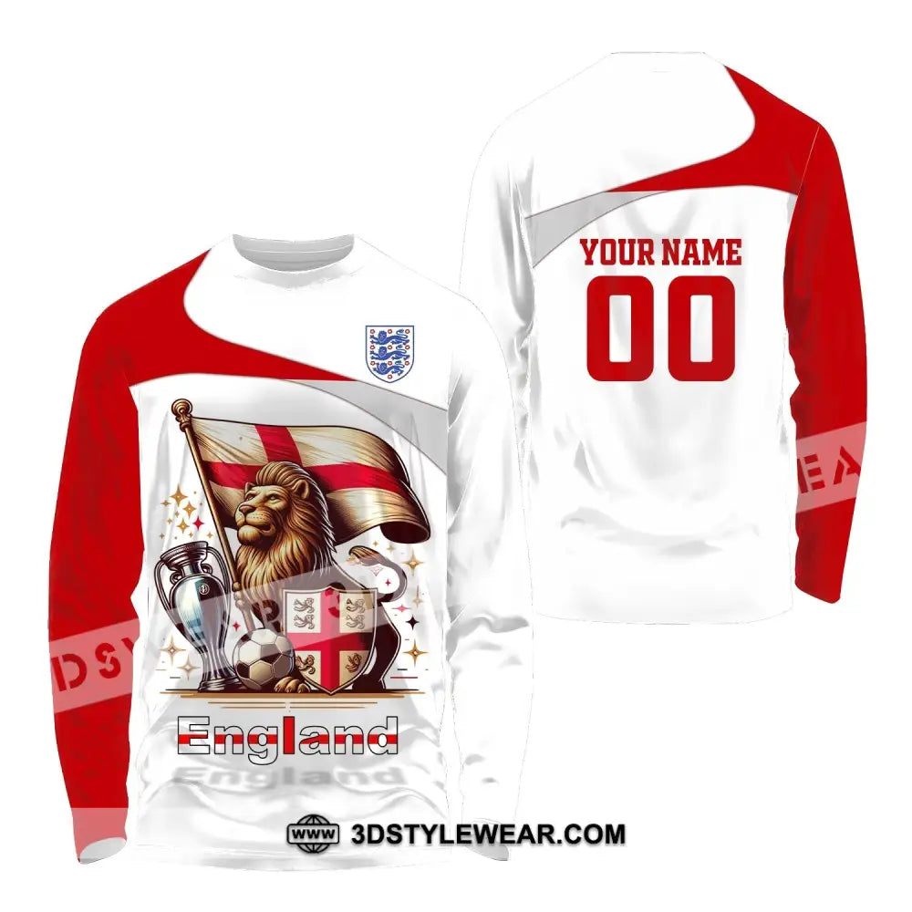 Unisex Shirt Custom Name And Number England Football Euro 2024 Polo Long Sleeve / S T-Shirt