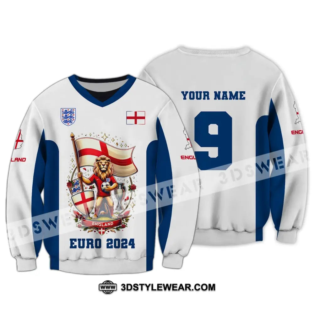 Unisex Shirt Custom Name And Number England Football Euro 2024 Polo Long Sleeve / S T-Shirt