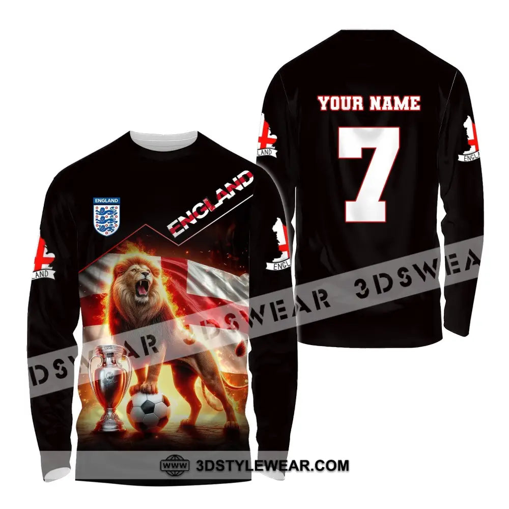 Unisex Shirt Custom Name And Number England Football Euro 2024 Polo Long Sleeve / S T-Shirt