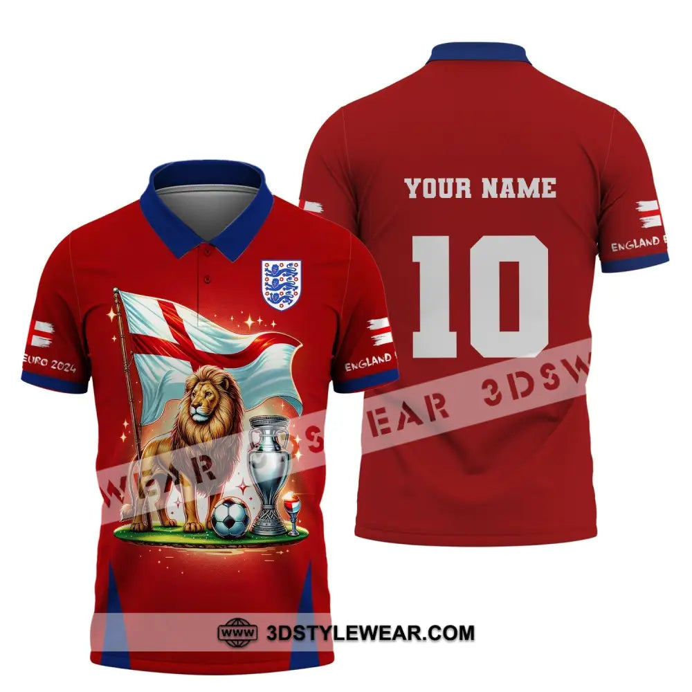 Unisex Shirt Custom Name And Number England Football Euro 2024 Polo Long Sleeve / S T-Shirt