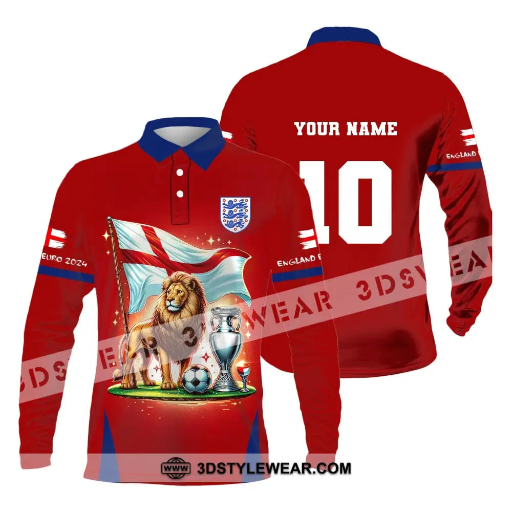 Unisex Shirt Custom Name And Number England Football Euro 2024 Polo Long Sleeve / S T-Shirt