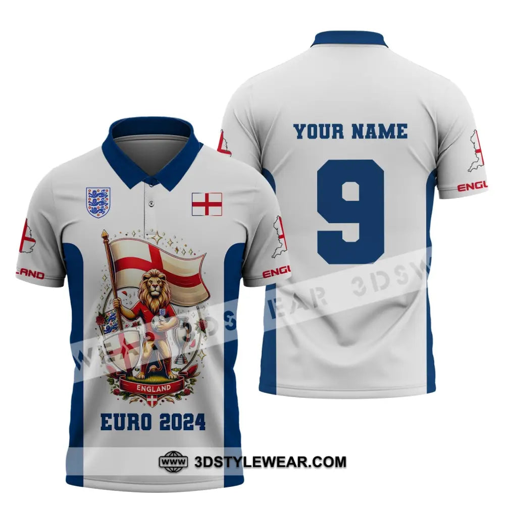 Unisex Shirt Custom Name And Number England Football Euro 2024 Polo Long Sleeve / S T-Shirt