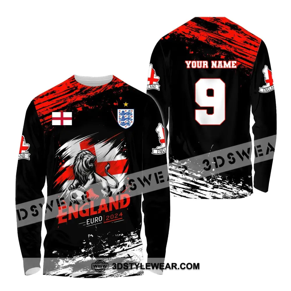 Unisex Shirt Custom Name And Number England Football Euro 2024 Polo Long Sleeve / S T-Shirt