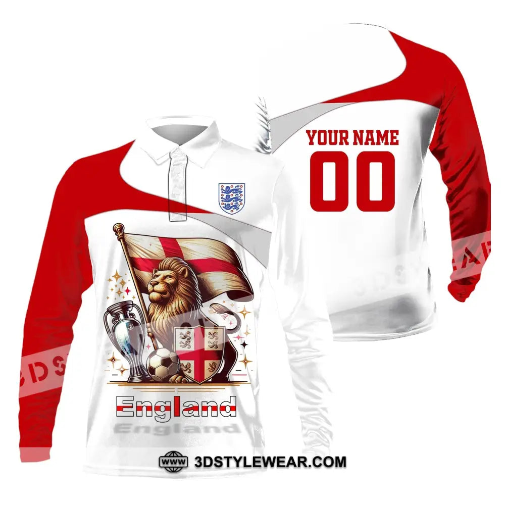 Unisex Shirt Custom Name And Number England Football Euro 2024 Polo Long Sleeve / S T-Shirt