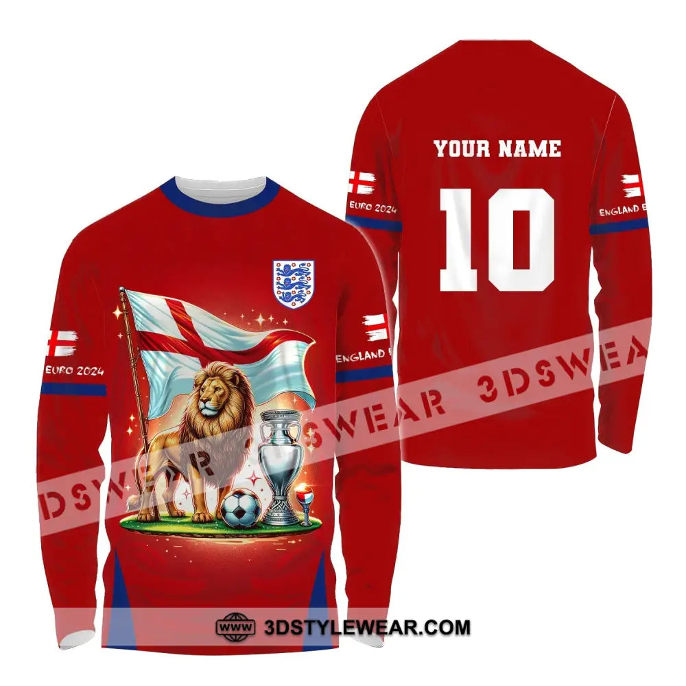 Unisex Shirt Custom Name And Number England Football Euro 2024 Polo Long Sleeve / S T-Shirt