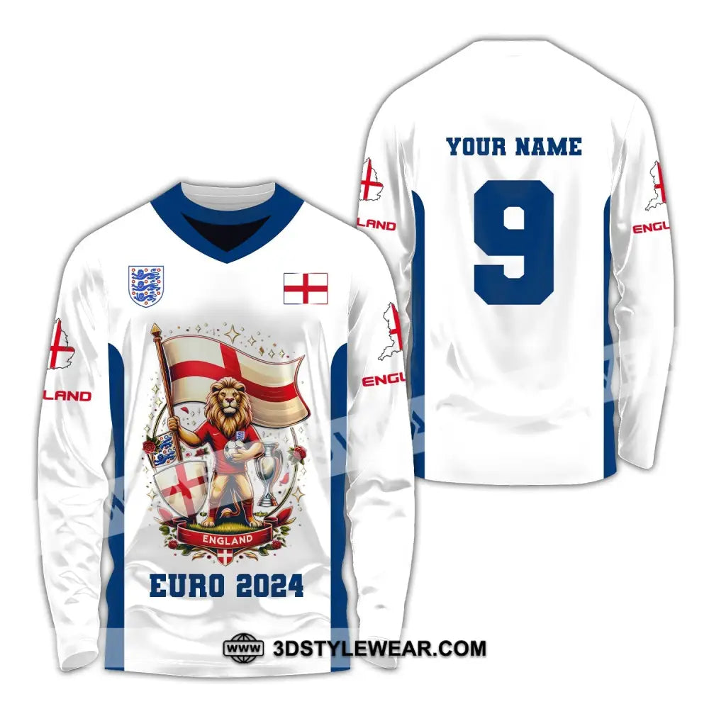 Unisex Shirt Custom Name And Number England Football Euro 2024 Polo Long Sleeve / S T-Shirt