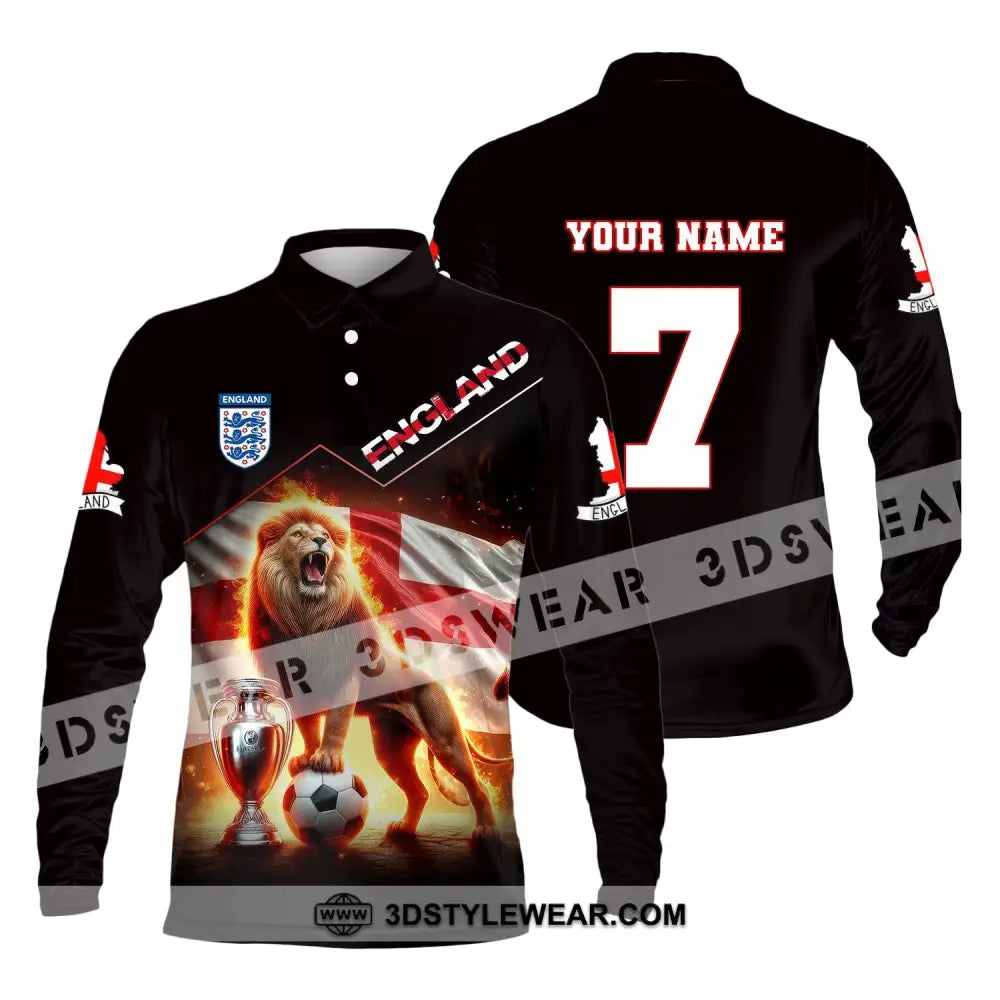 Unisex Shirt Custom Name And Number England Football Euro 2024 Polo Long Sleeve / S T-Shirt