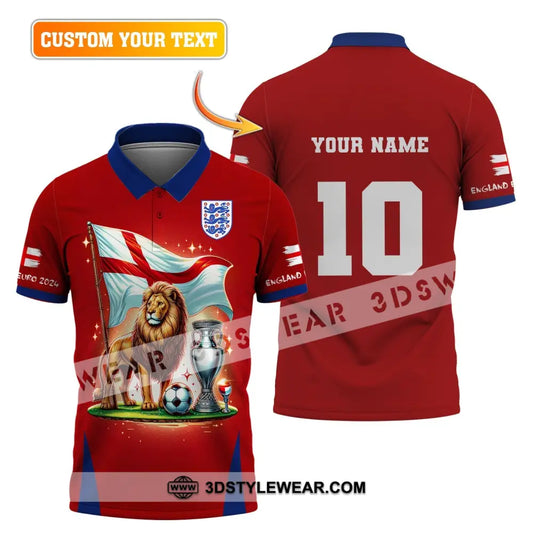 Unisex Shirt Custom Name And Number England Football Euro 2024 Polo Long Sleeve T-Shirt