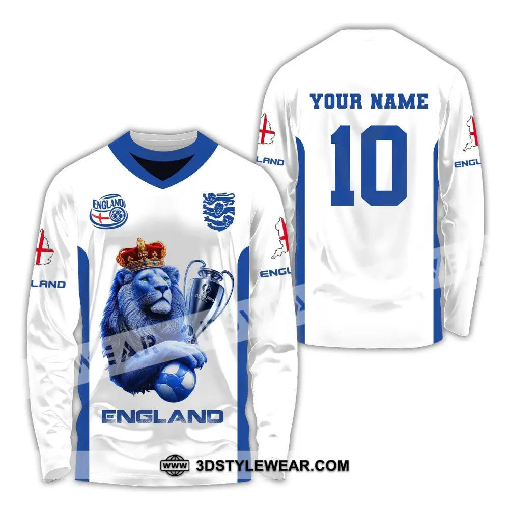 Unisex Shirt Custom Name And Number England Football Polo Long Sleeve Euro 2024 / S T-Shirt