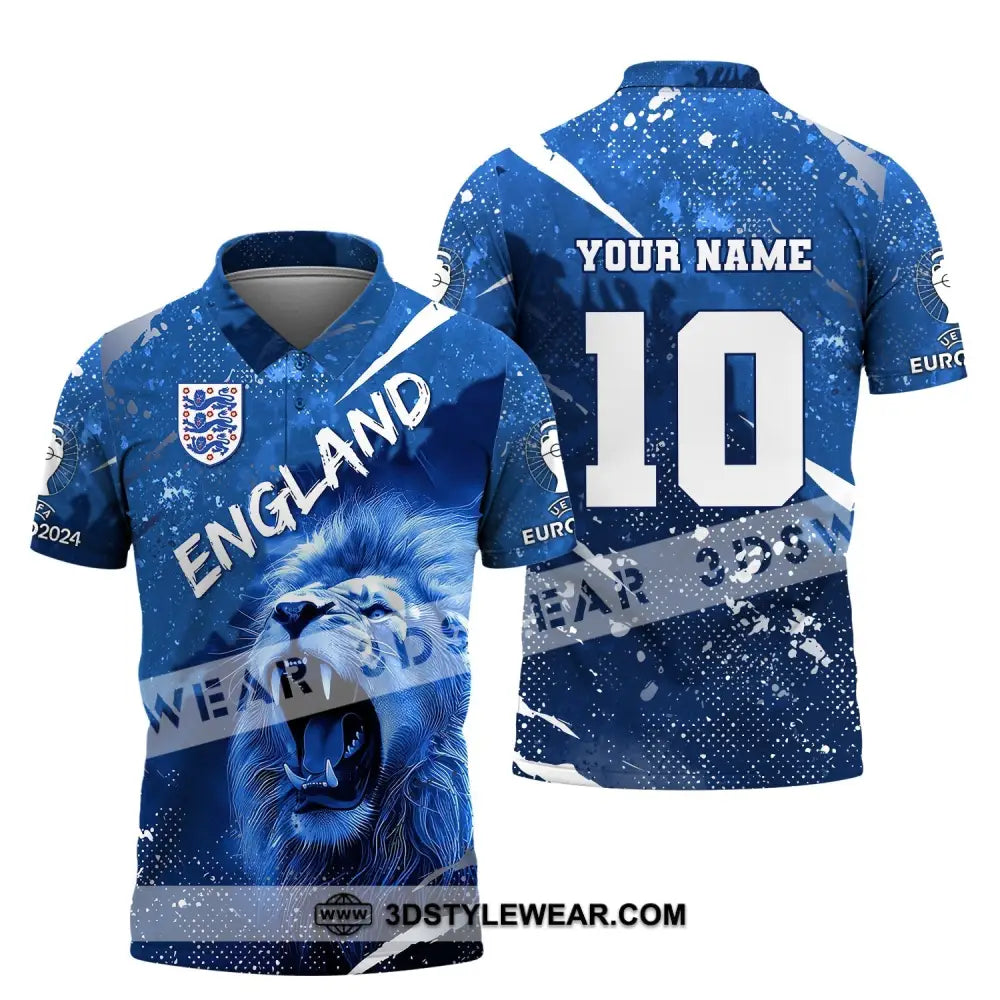 Unisex Shirt Custom Name And Number England Football Polo Long Sleeve Euro 2024 / S T-Shirt