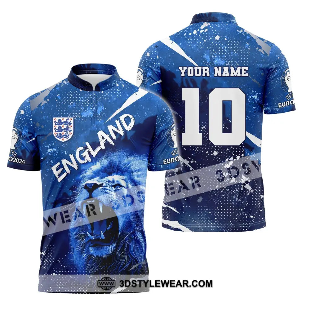 Unisex Shirt Custom Name And Number England Football Polo Long Sleeve Euro 2024 Zipper / S T-Shirt