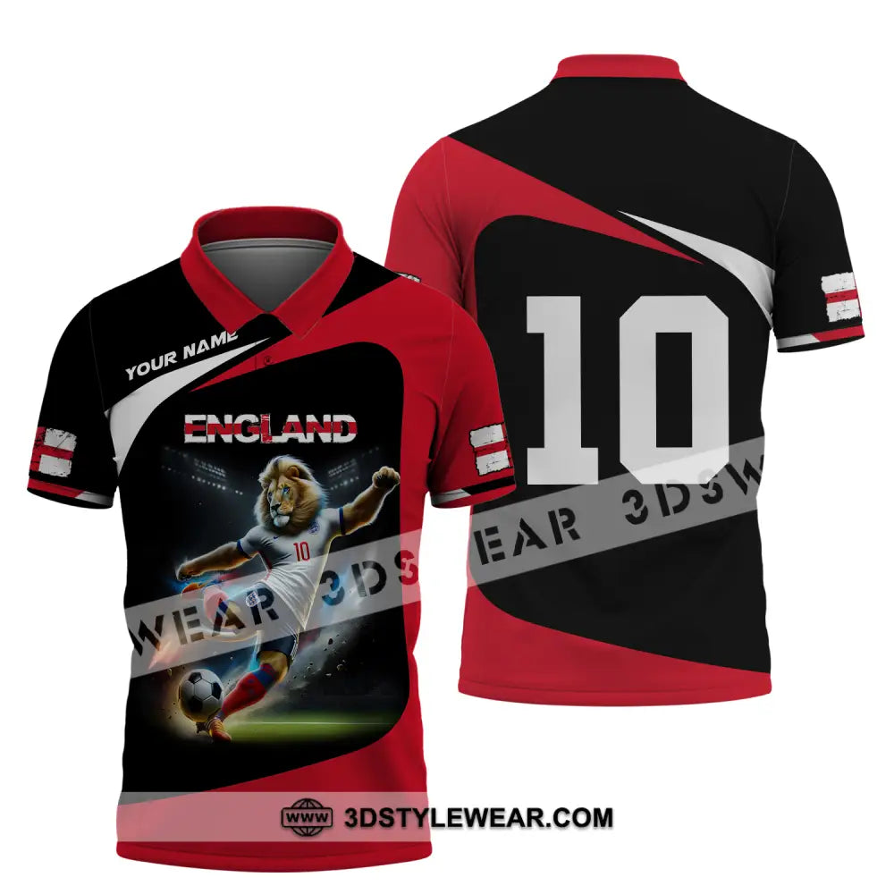 Unisex Shirt - Custom Name And Number England Lion Playing Ball Polo / S T-Shirt