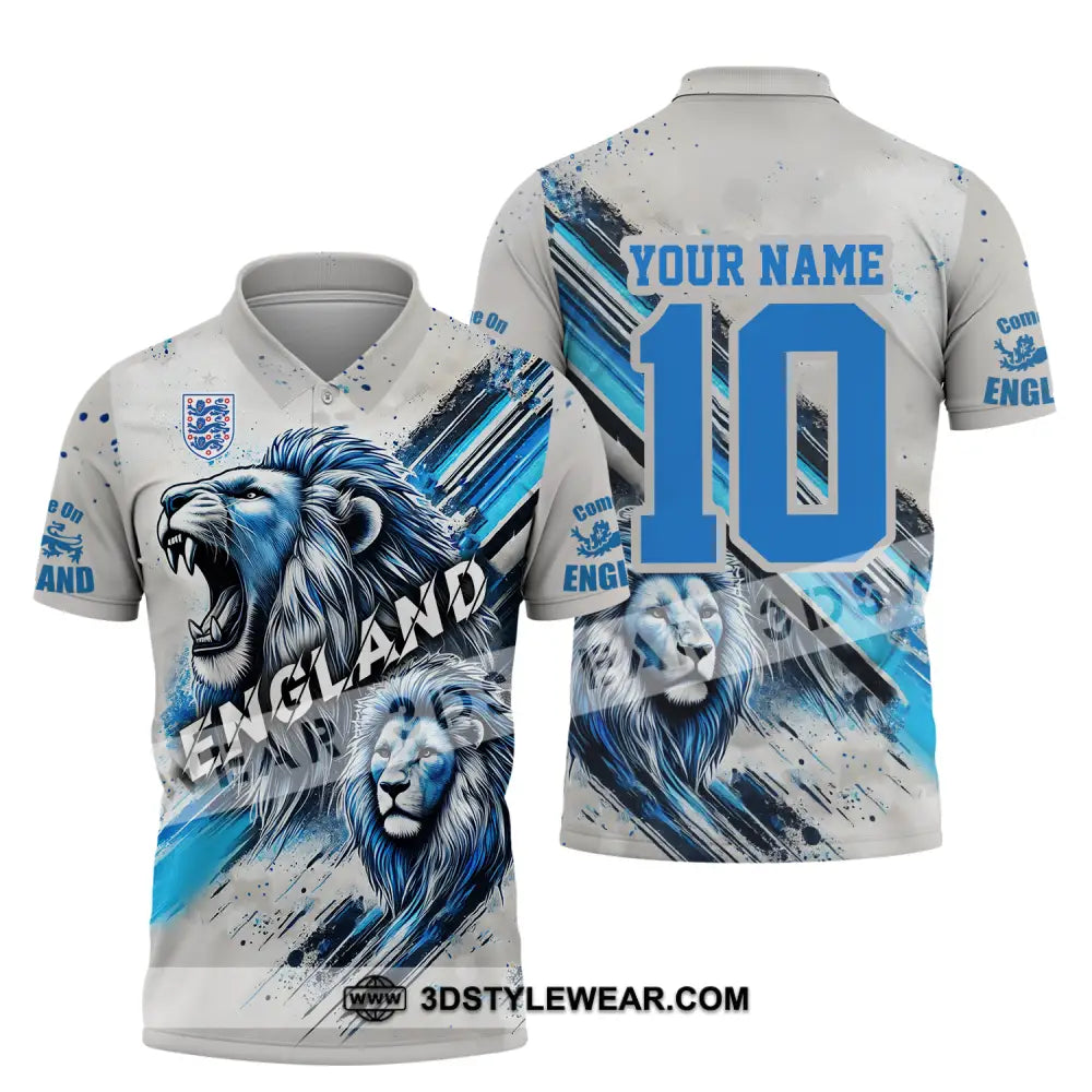 Unisex Shirt - Custom Name And Number England Lover Cool Lion Polo / S T-Shirt