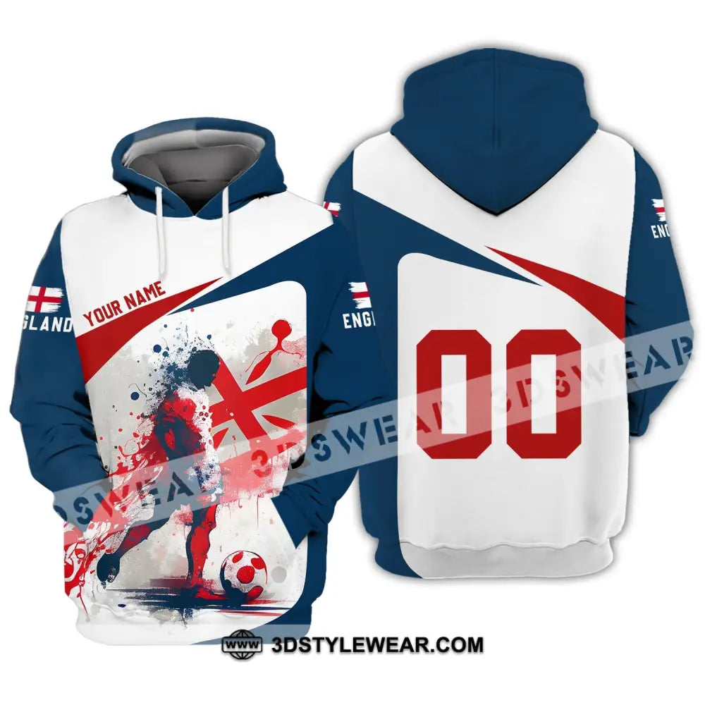 Unisex Shirt - Custom Name And Number England Man Playing Ball Euro 2024 Hoodie / S T-Shirt