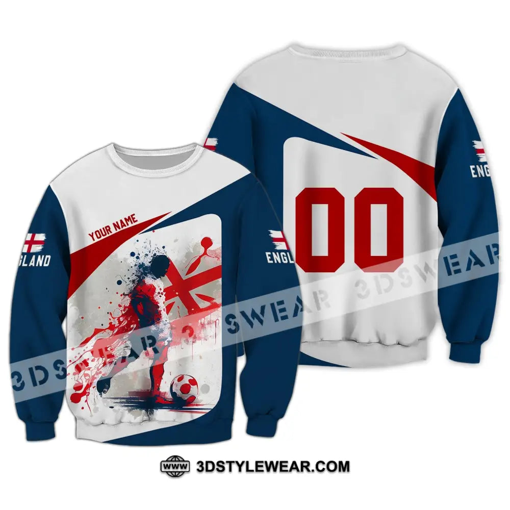 Unisex Shirt - Custom Name And Number England Man Playing Ball Euro 2024 Long Sleeve / S T-Shirt