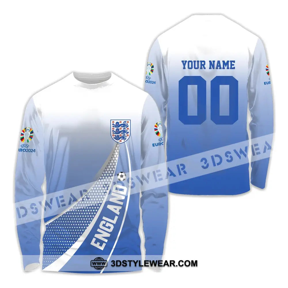 Unisex Shirt - Custom Name And Number England National Team Euro 2024 Long Sleeve / S T-Shirt