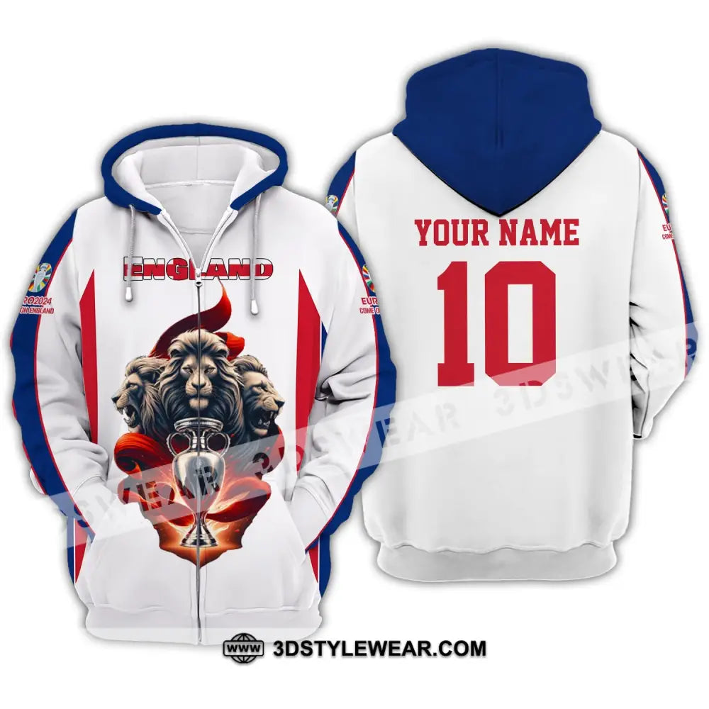 Unisex Shirt - Custom Name And Number England National Team Euro 2024 Zipper Hoodie / S T-Shirt