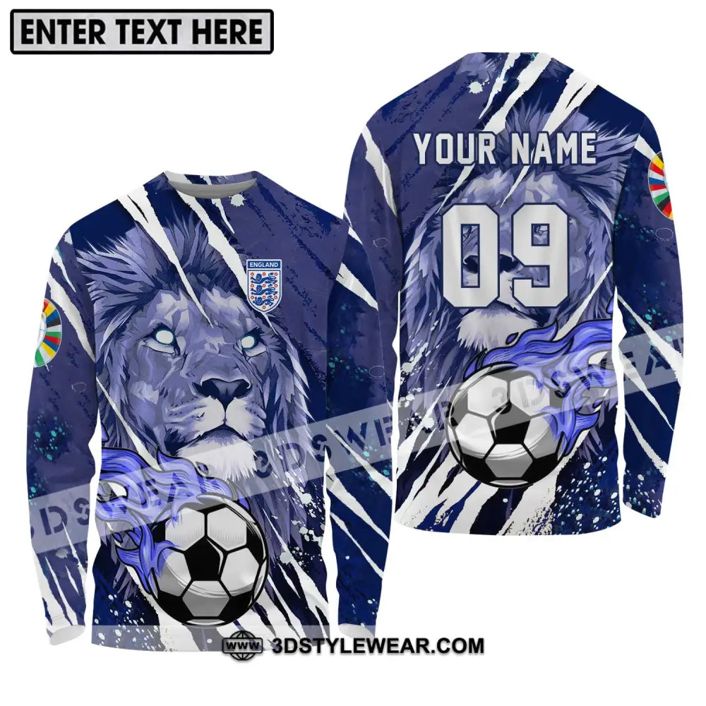 Unisex Shirt - Custom Name And Number England Team Lion Ball Long Sleeve / S T-Shirt