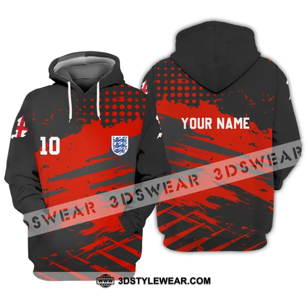 Unisex Shirt - Custom Name And Number England Team Lover Black Red Euro 2024 Hoodie / S T-Shirt