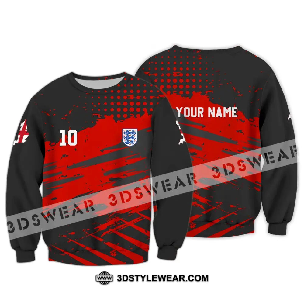 Unisex Shirt - Custom Name And Number England Team Lover Black Red Euro 2024 Long Sleeve / S T-Shirt