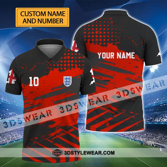 Unisex Shirt - Custom Name And Number England Team Lover Black Red Euro 2024 T-Shirt