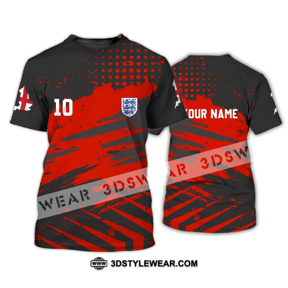 Unisex Shirt - Custom Name And Number England Team Lover Black Red Euro 2024 T-Shirt / S T-Shirt