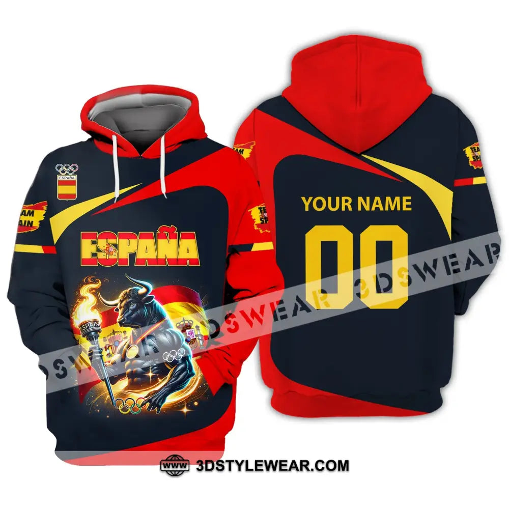 Unisex Shirt Custom Name And Number Espana Olympic 2024 Espanol Long Sleeve Polo Hoodie / S T-Shirt