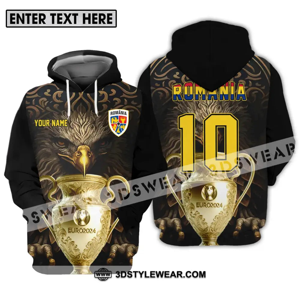 Unisex Shirt - Custom Name And Number Euro 2024 Cup Romania Team Hoodie / S T-Shirt