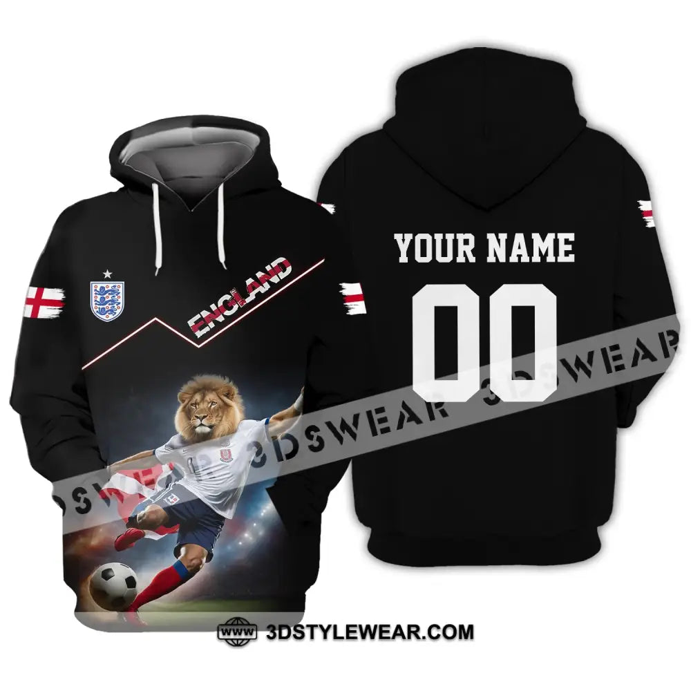 Unisex Shirt - Custom Name And Number Euro 2024 England Lion Hoodie / S T-Shirt