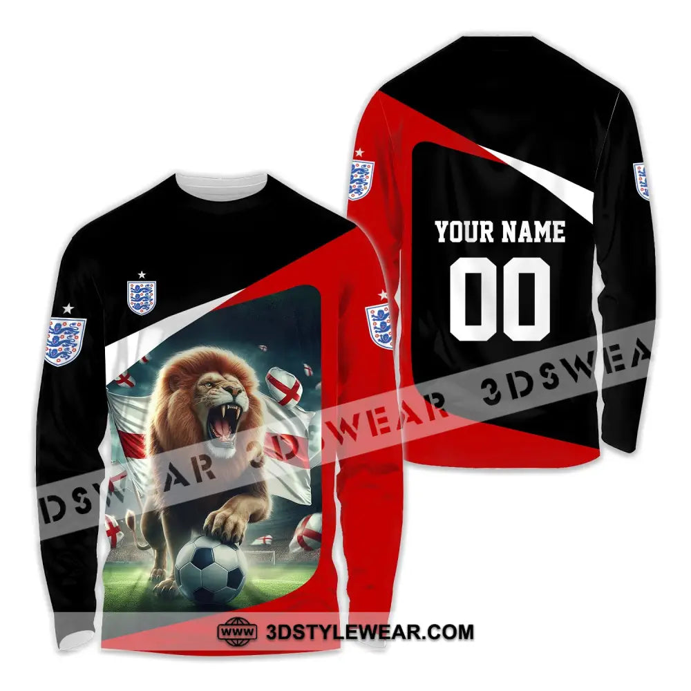 Unisex Shirt - Custom Name And Number Euro 2024 England Lion Line Long Sleeve / S T-Shirt