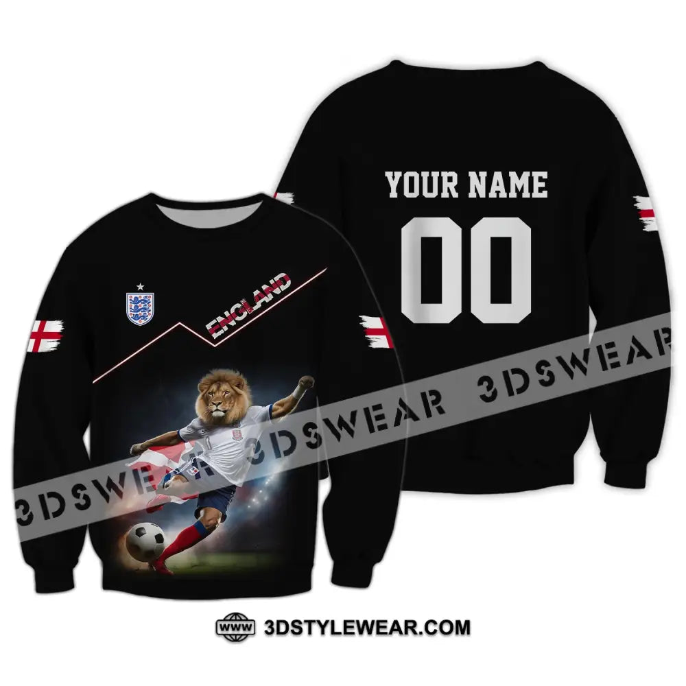 Unisex Shirt - Custom Name And Number Euro 2024 England Lion Long Sleeve / S T-Shirt