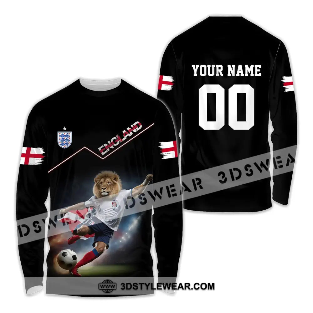 Unisex Shirt - Custom Name And Number Euro 2024 England Lion Long Sleeve / S T-Shirt