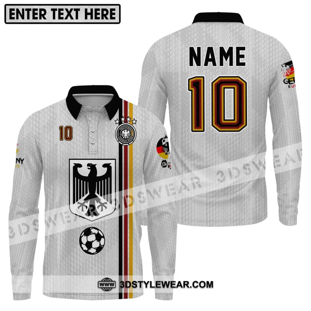 Unisex Shirt - Custom Name And Number Euro 2024 German Long Sleeve Polo / S T-Shirt