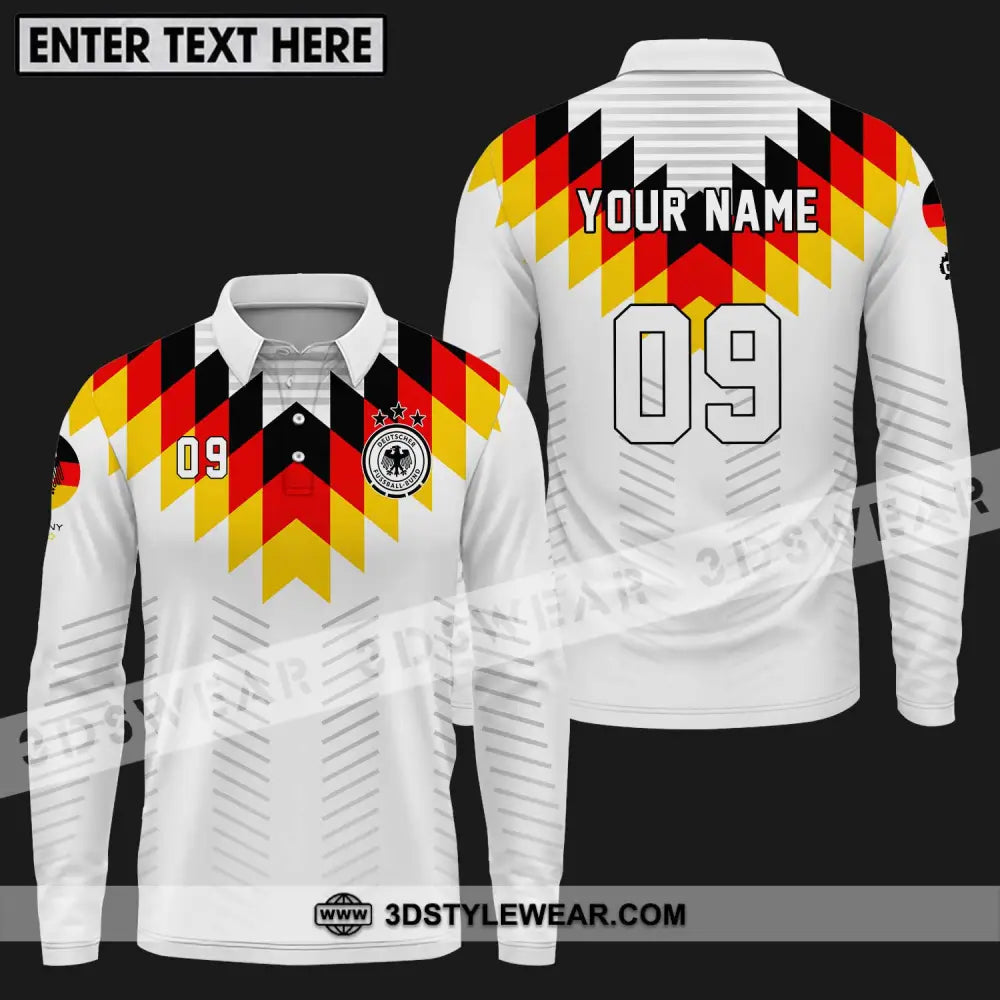 Unisex Shirt - Custom Name And Number Euro 2024 Germany National Team Flag Color Long Sleeve Polo /