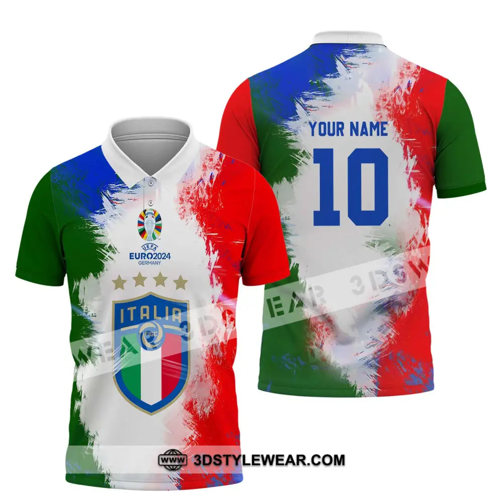 Unisex Shirt - Custom Name And Number Euro 2024 Italia National Team Flag Color Polo / S T-Shirt