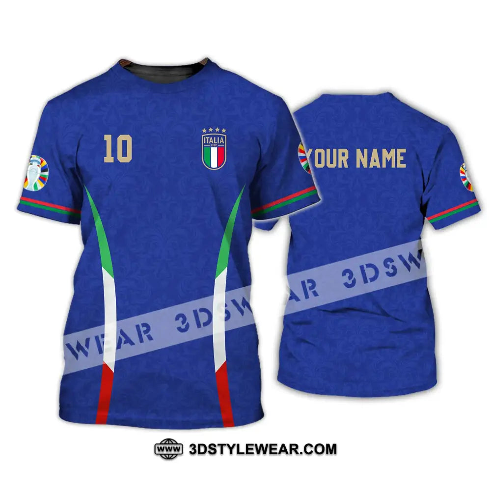 Unisex Shirt - Custom Name And Number Euro 2024 Italy National Team Blue T-Shirt / S T-Shirt