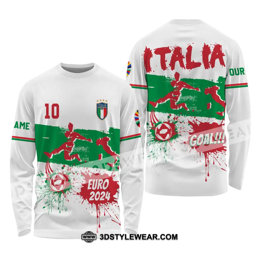 Unisex Shirt - Custom Name And Number Euro 2024 Italy National Team Goal! Long Sleeve / S T-Shirt