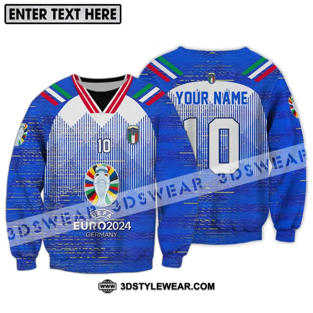 Unisex Shirt - Custom Name And Number Euro 2024 Italy National Team Long Sleeve / S T-Shirt