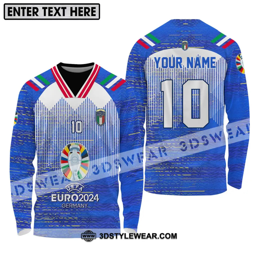 Unisex Shirt - Custom Name And Number Euro 2024 Italy National Team Long Sleeve / S T-Shirt