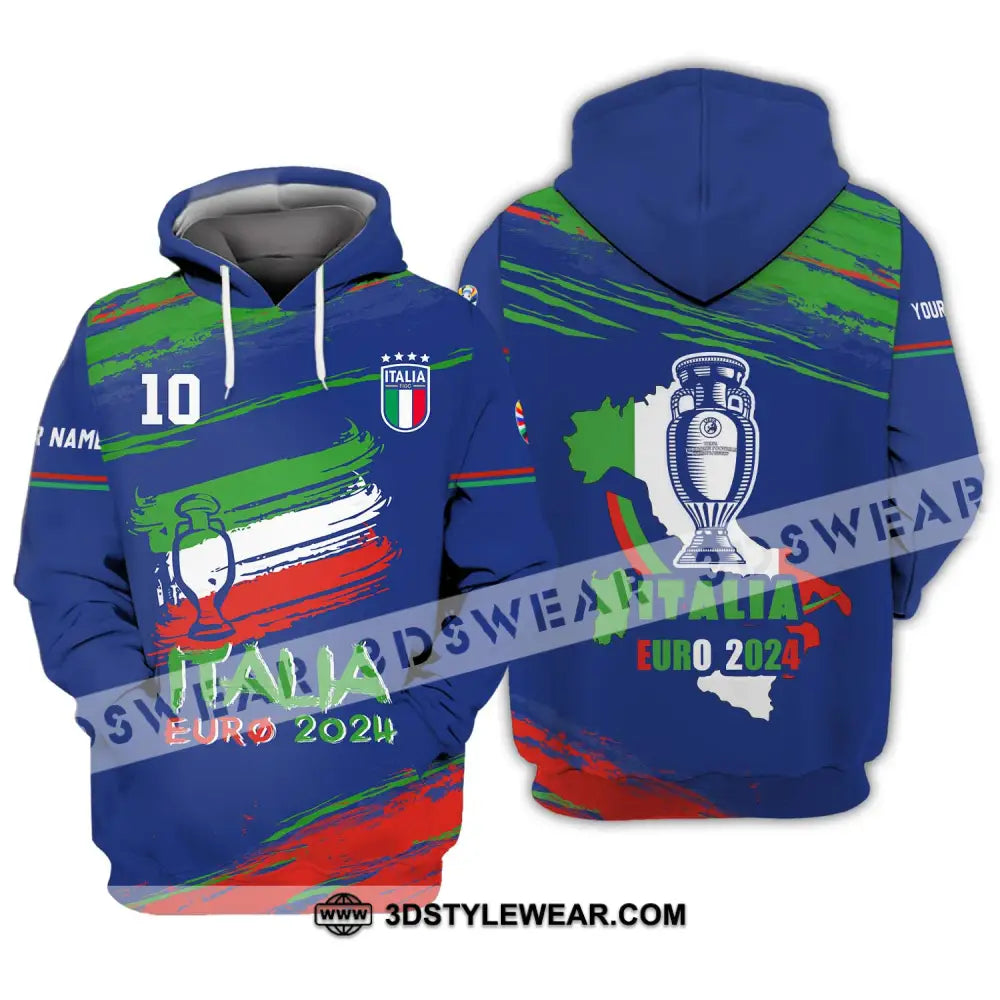 Unisex Shirt - Custom Name And Number Euro 2024 Italy Team Cup Hoodie / S T-Shirt