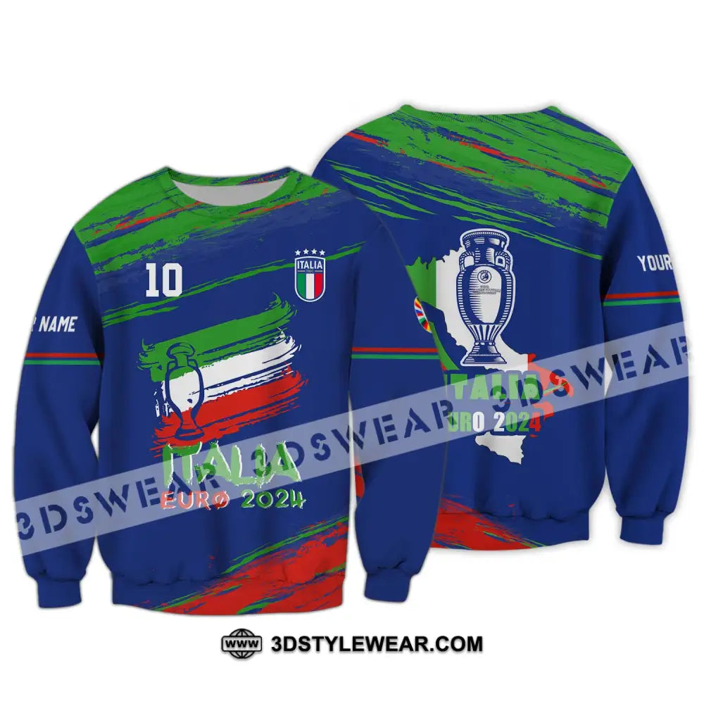 Unisex Shirt - Custom Name And Number Euro 2024 Italy Team Cup Long Sleeve / S T-Shirt