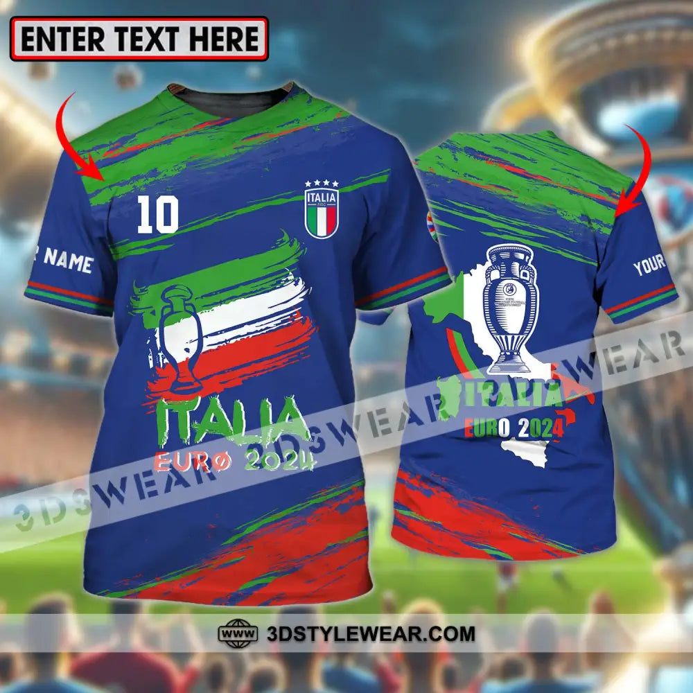 Unisex Shirt - Custom Name And Number Euro 2024 Italy Team Cup T-Shirt