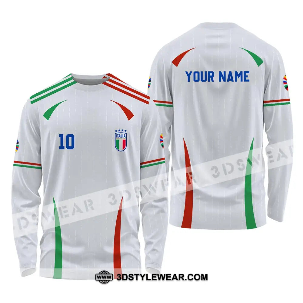 Unisex Shirt - Custom Name And Number Euro 2024 Italy Team Long Sleeve / S T-Shirt