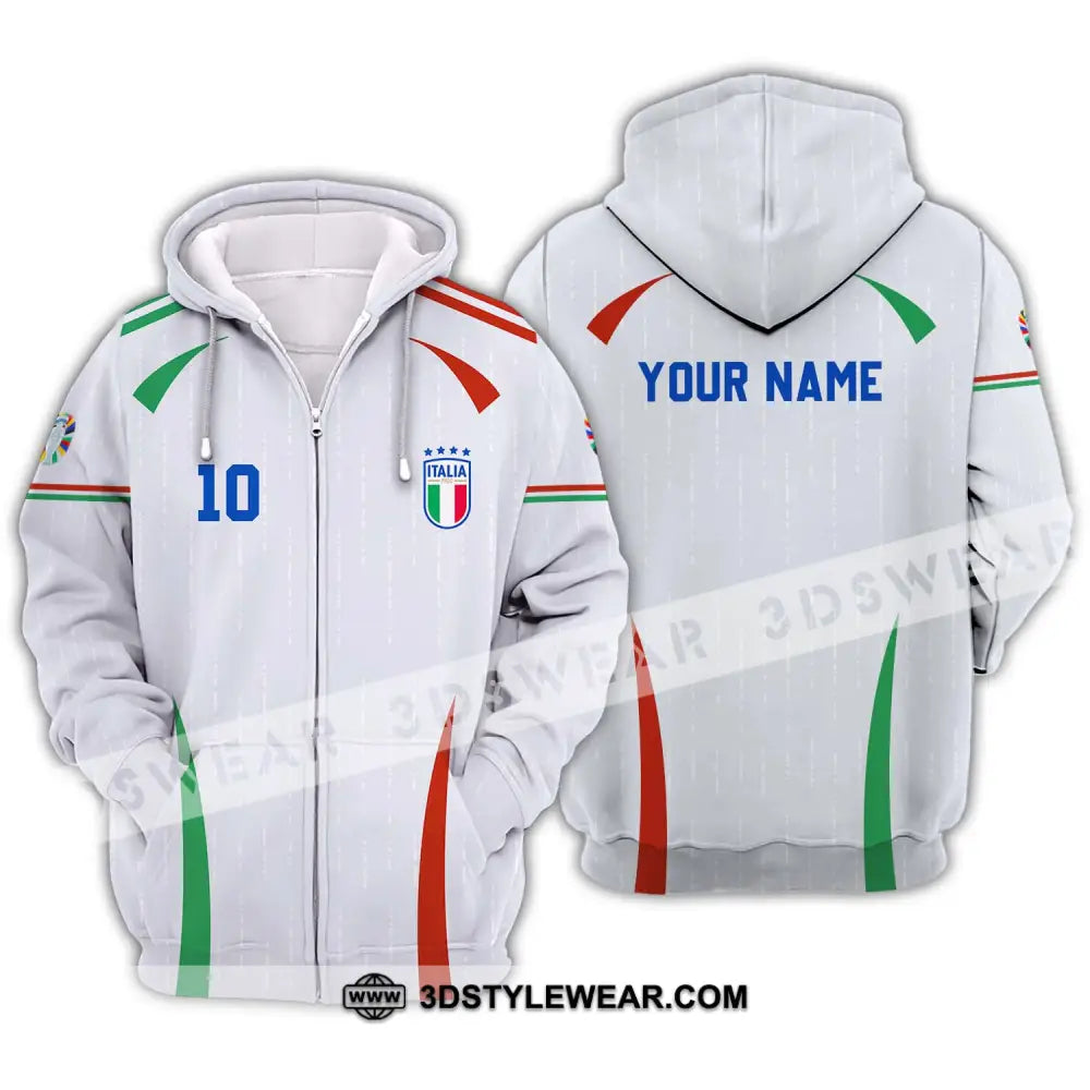 Unisex Shirt - Custom Name And Number Euro 2024 Italy Team Zipper Hoodie / S T-Shirt