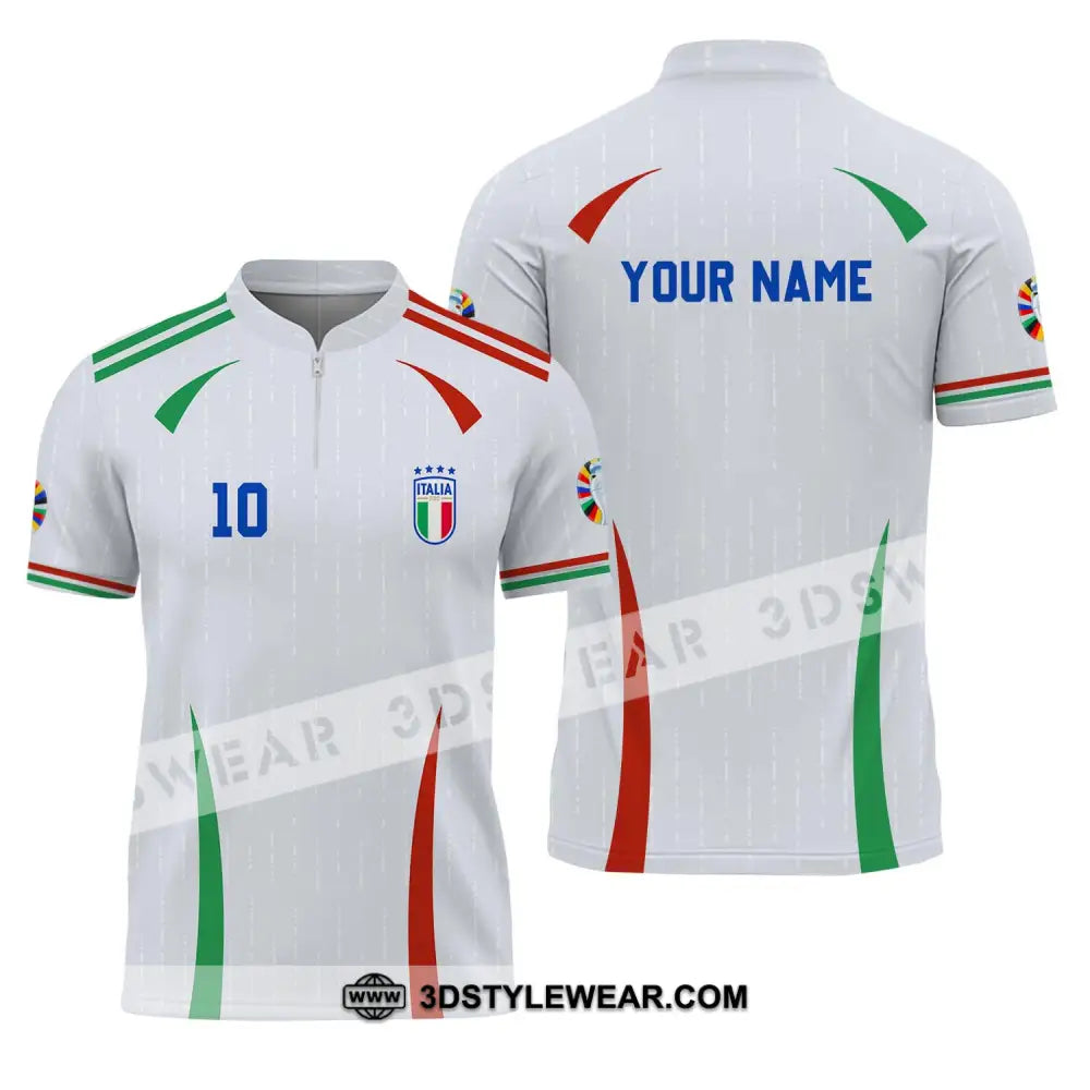 Unisex Shirt - Custom Name And Number Euro 2024 Italy Team Zipper Polo / S T-Shirt